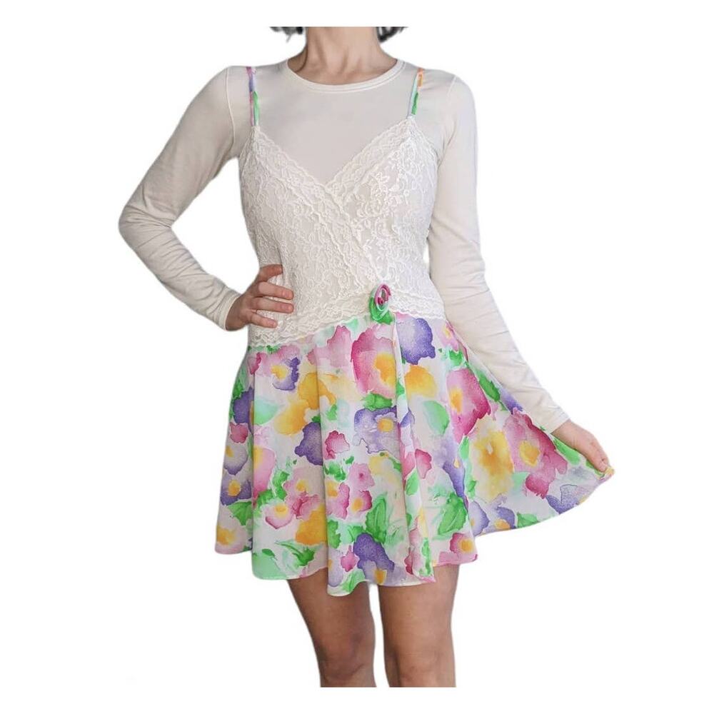 Rare 90s Vintage Victoria Secret Gold Label Sheer Coquette Floral Dress M